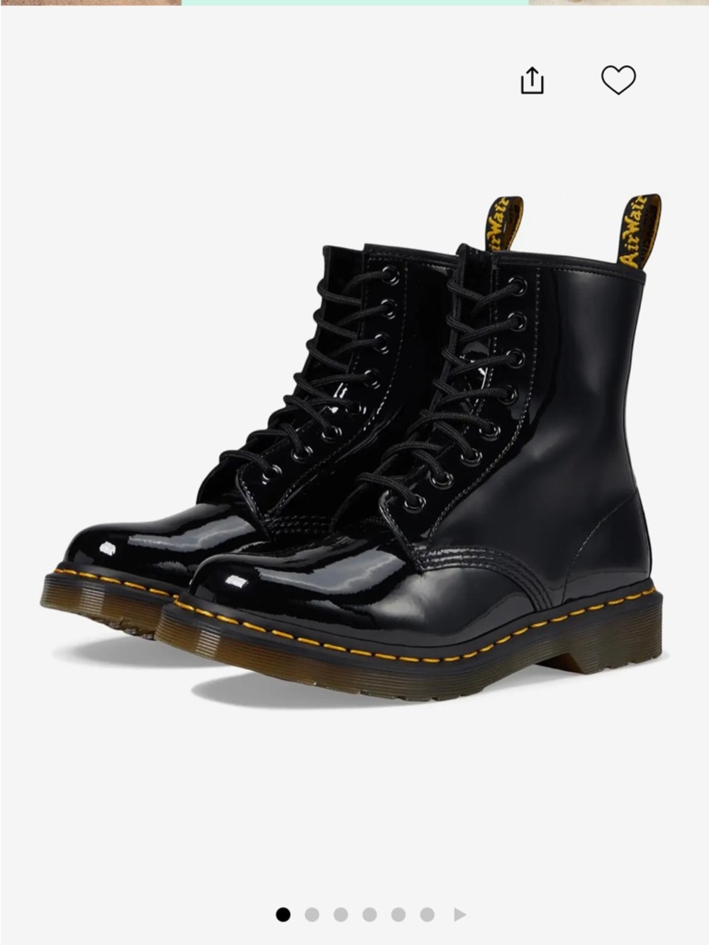 Dr. Martens Black Patent leather Lace-Up Combat Boots 6.5